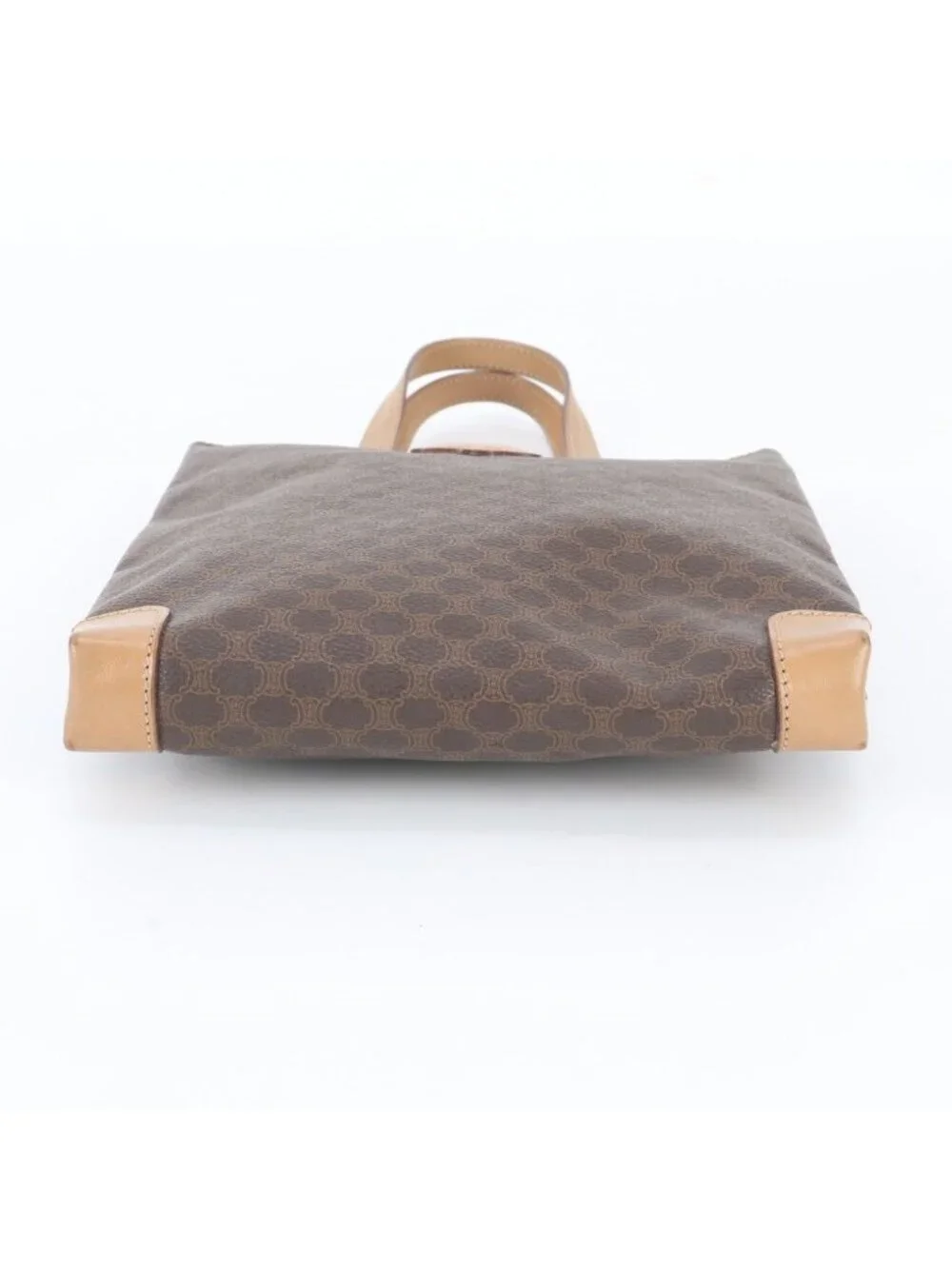 Celine Macadam Triomphe Leather Tote Shoulder Hand Brown
